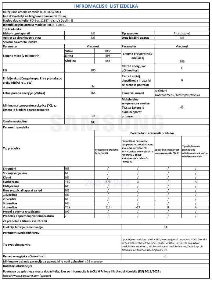 SAMSUNG RB38T650EB1/EF hladilnik z zamrzovalnikom