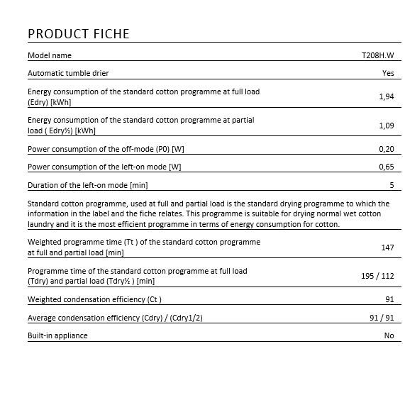 ASKO T208H.W sušilni stroj