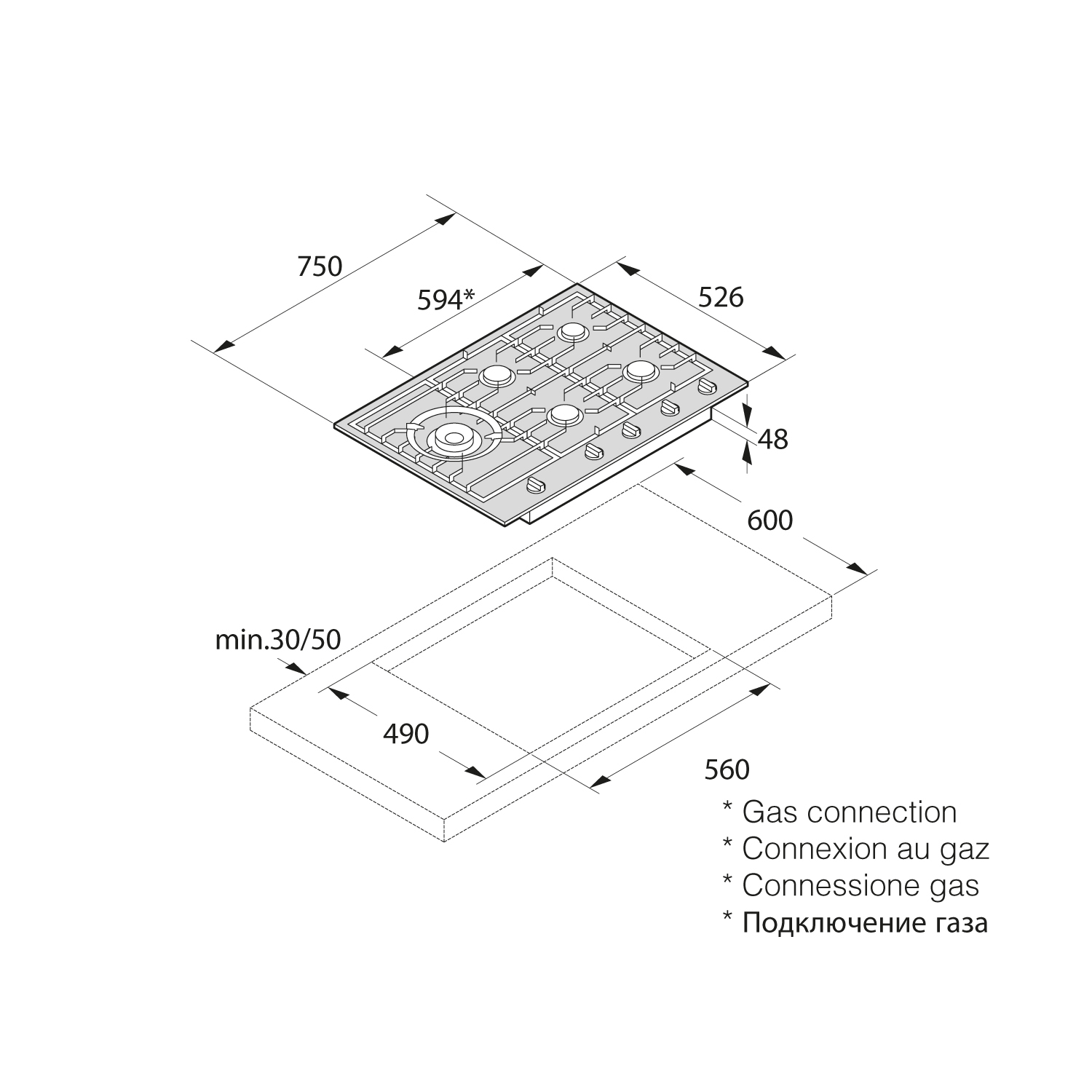 ASKO HG1776SB Plinska kuhalna plošča